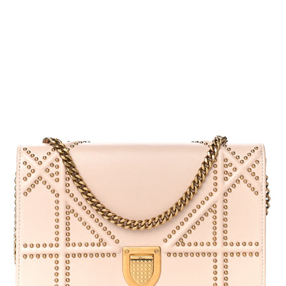 Christian Dior Calfskin Studded Diorama Wallet on Chain Pouch Nude 8 of 17