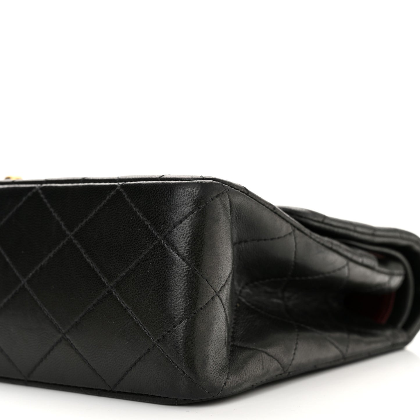 Lambskin Quilted Medium Double Flap Black