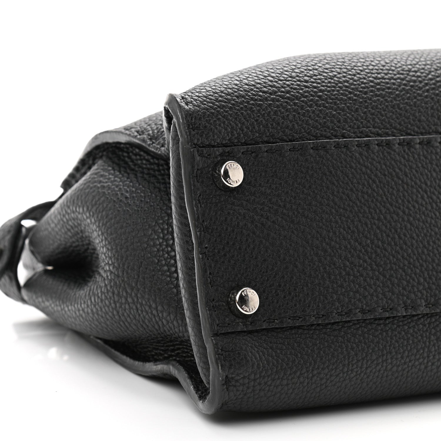 Fendi Cuoio Romano Selleria Bi-Color Medium Peekaboo Iconic Satchel Black Mou 11 of 12