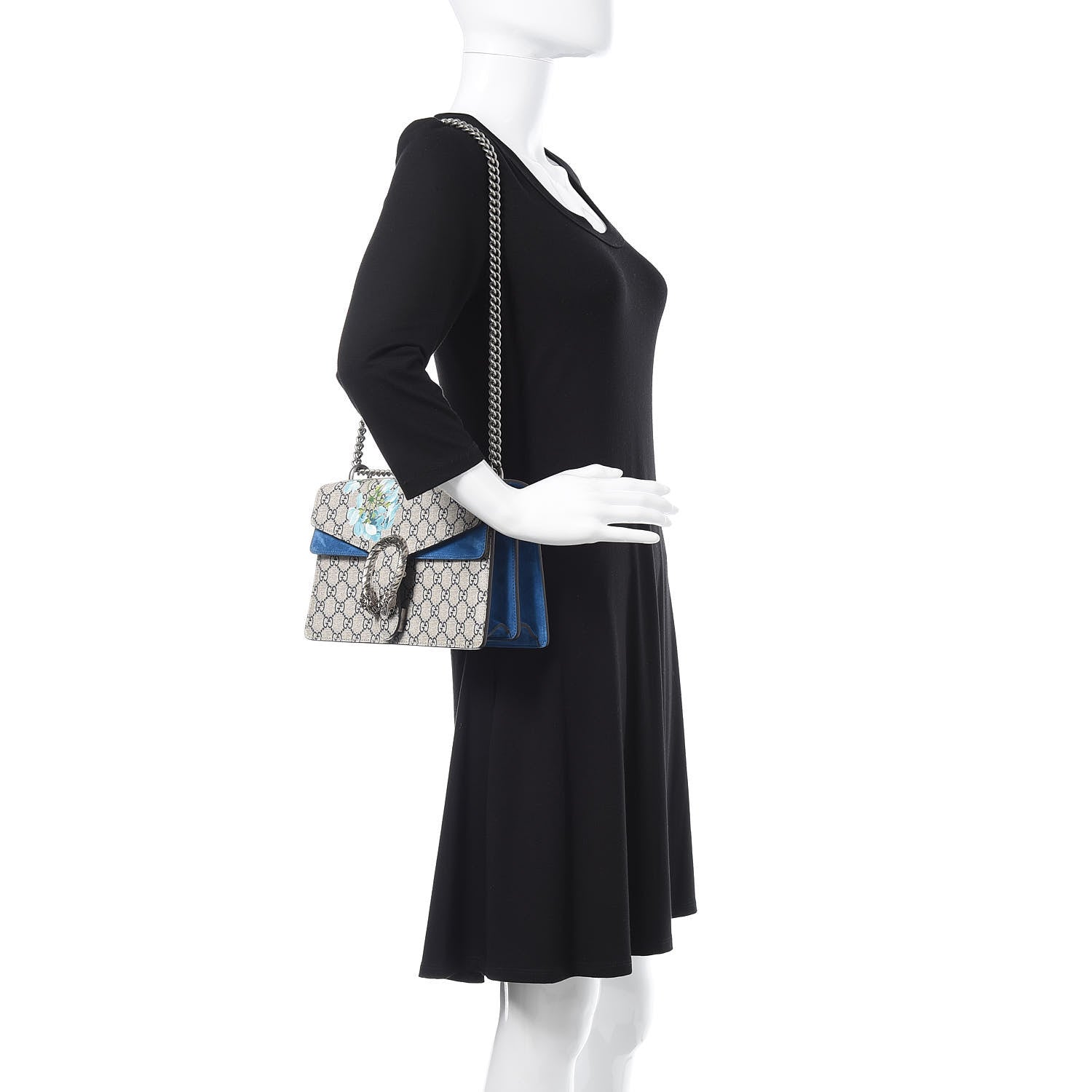 Gucci GG Supreme Monogram Blooms Small Dionysus Shoulder Bag Beige Navy Vintage Blue 2 of 11