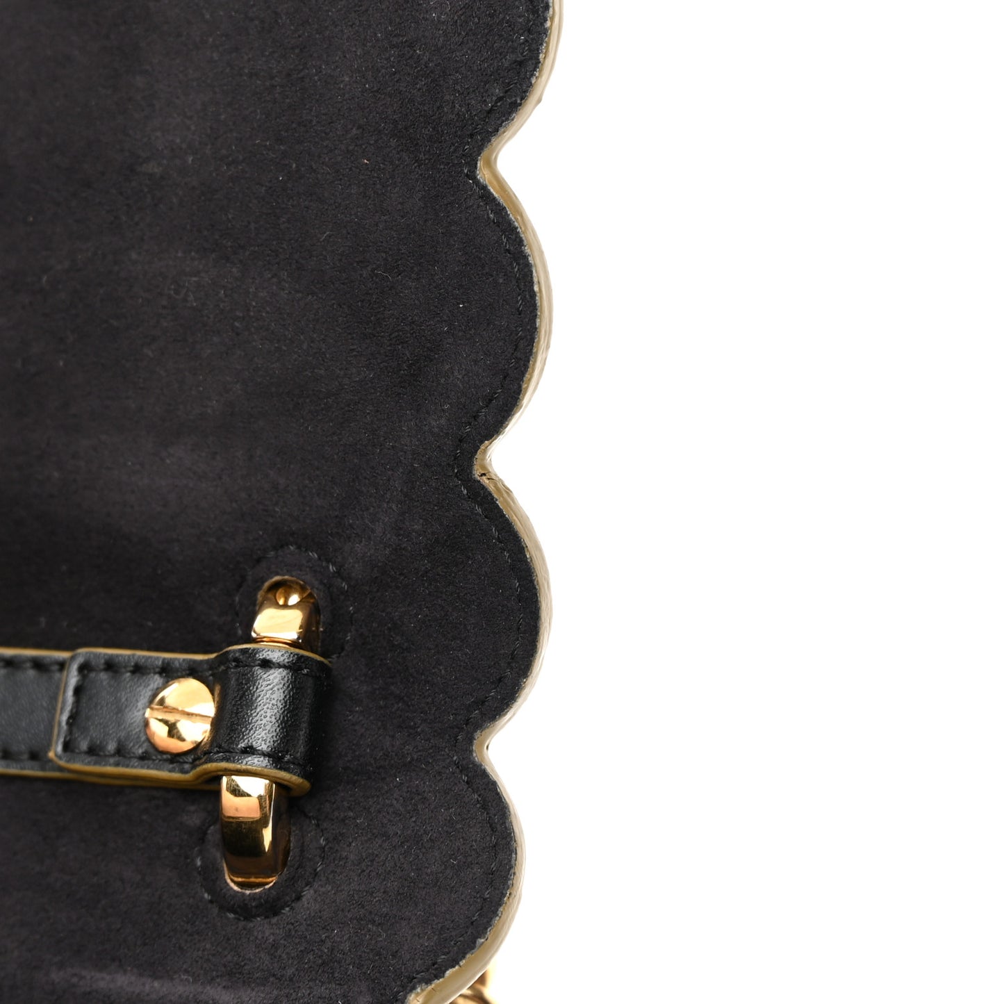 Vitello Liberty Scalloped Studded Kan I Shoulder Bag Black