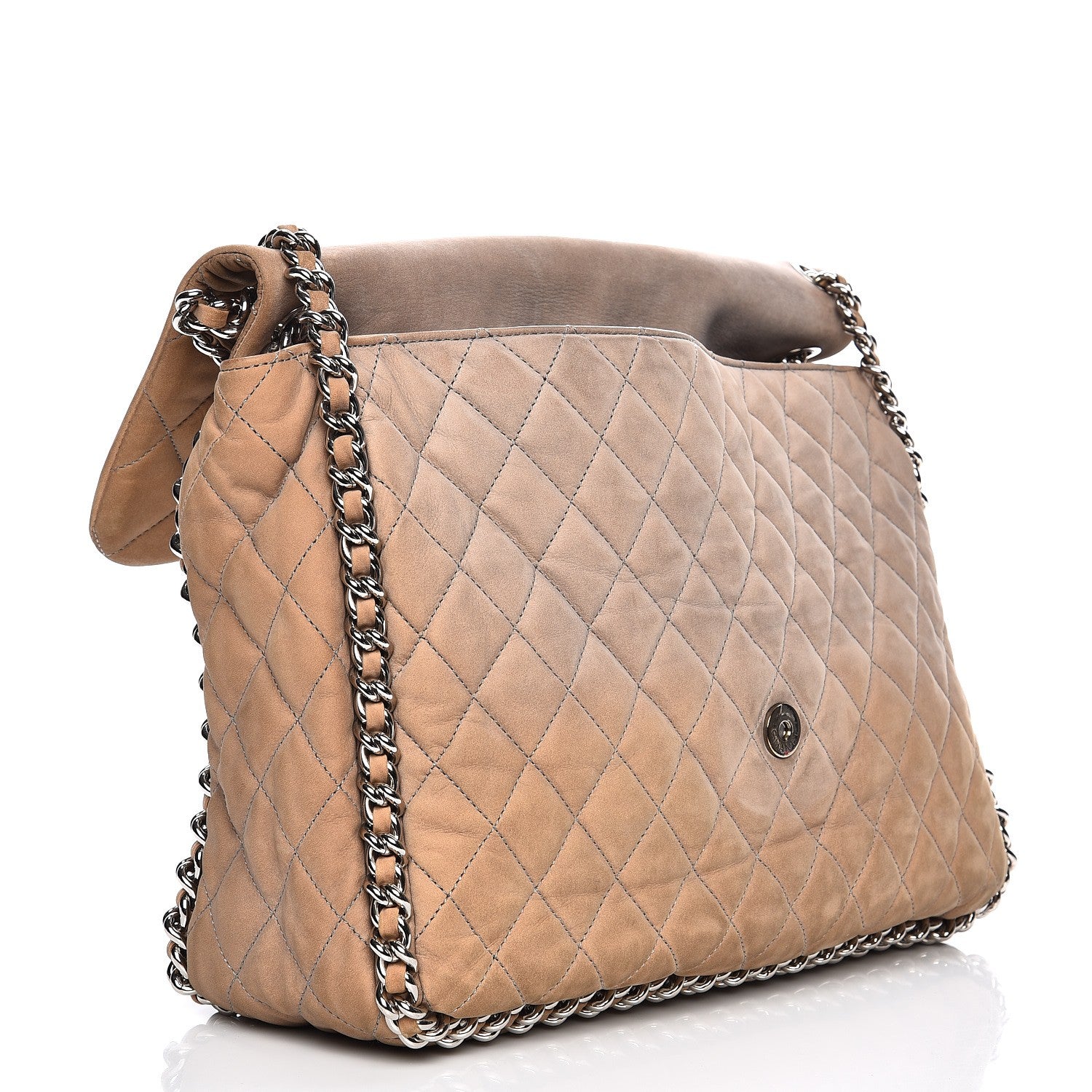 Chanel Nubuck Quilted Chain Around Maxi Flap Grey 8 of 14