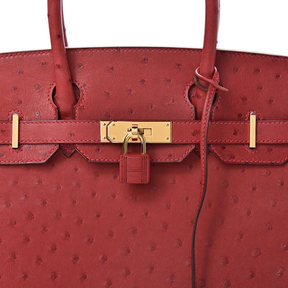 Hermes Ostrich Horseshoe Birkin 30 Rouge Vif 7 of 9
