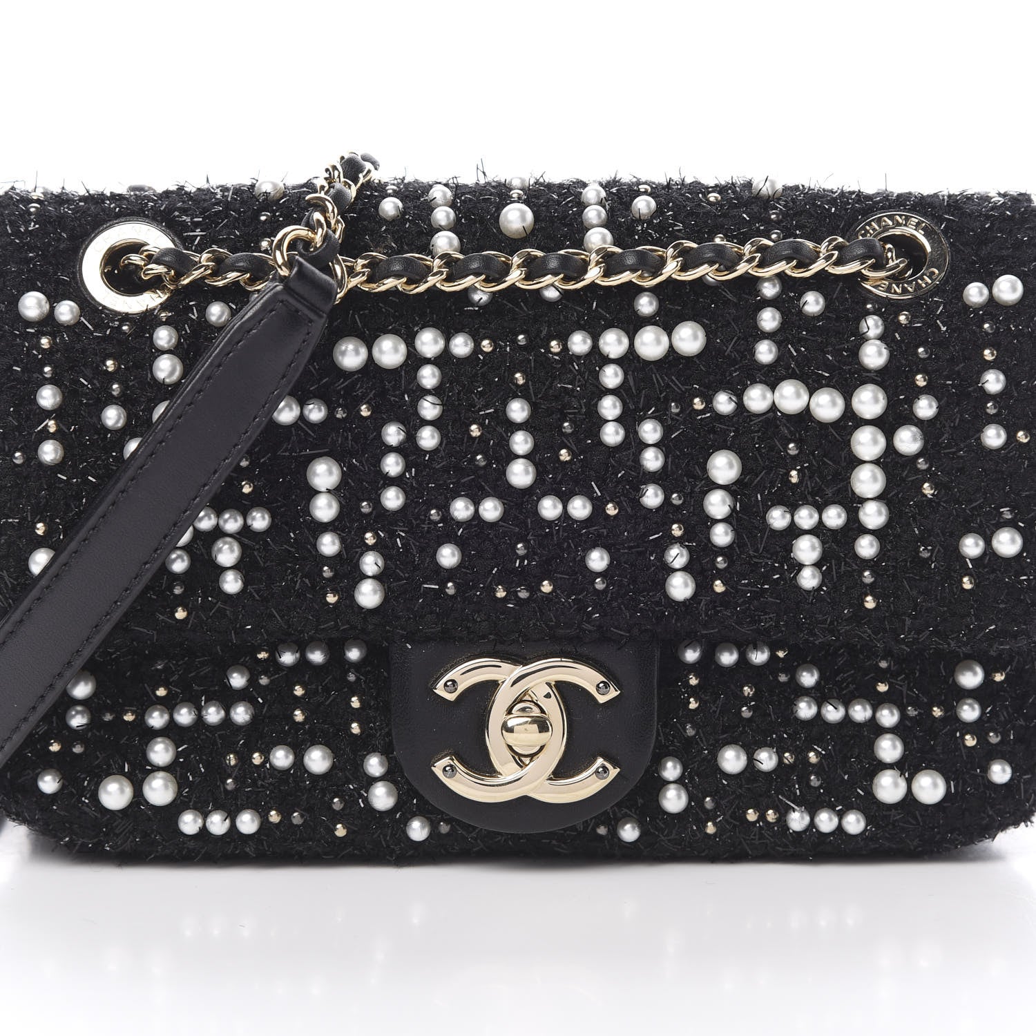 Chanel Tweed Pearl Mini Cosmos Flap Black 8 of 11