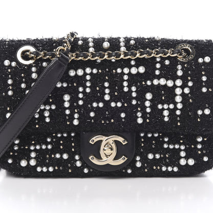 Chanel Tweed Pearl Mini Cosmos Flap Black 8 of 11