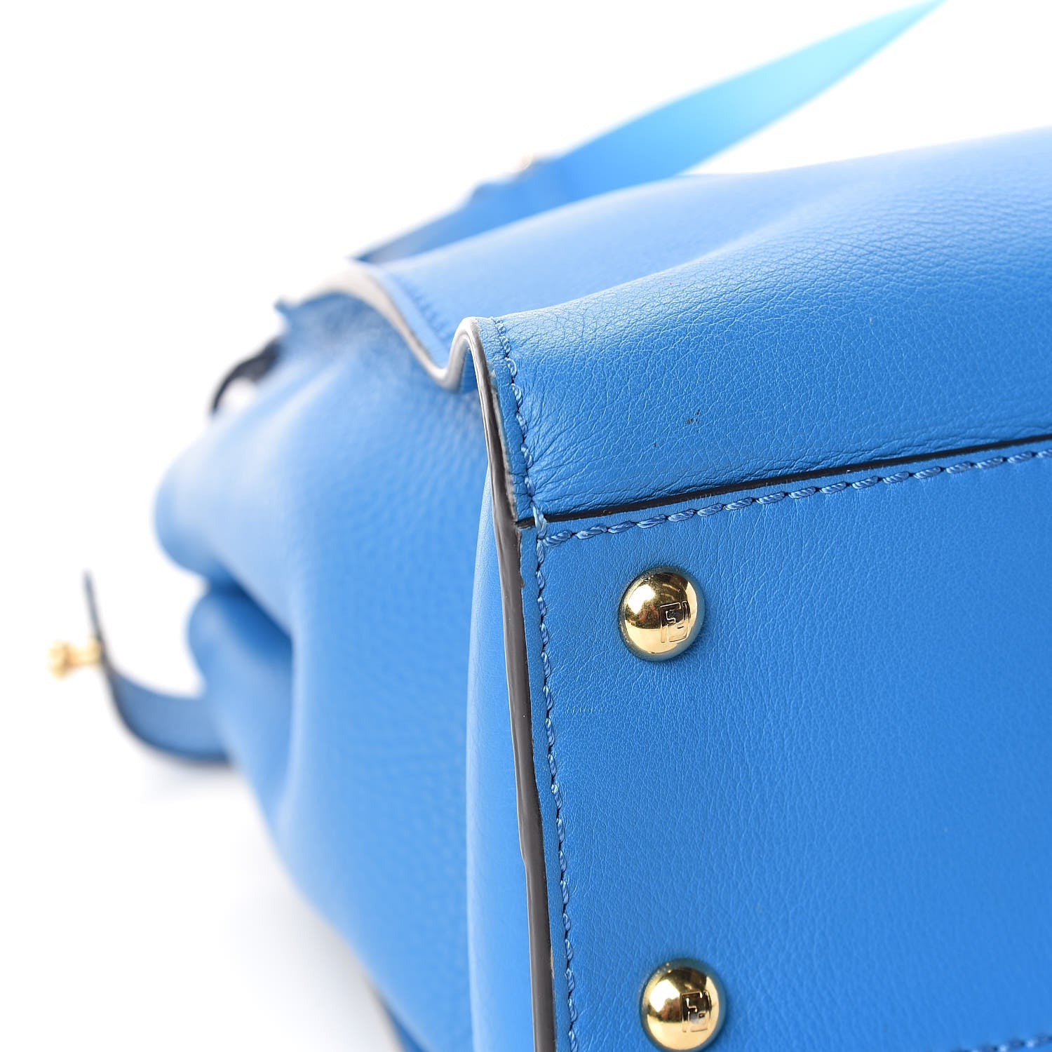 Fendi Vitello Seta Medium Peekaboo Iconic Satchel Blue Royal 5 of 10