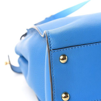 Fendi Vitello Seta Medium Peekaboo Iconic Satchel Blue Royal 5 of 10