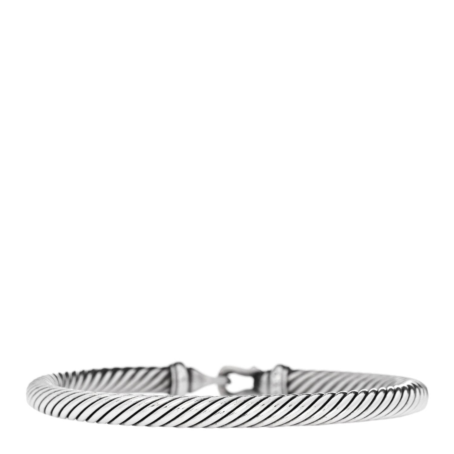David Yurman Sterling Silver Diamond 5mm Cable Buckle Bracelet 2 of 3