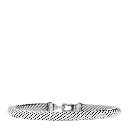 David Yurman Sterling Silver Diamond 5mm Cable Buckle Bracelet 2 of 3