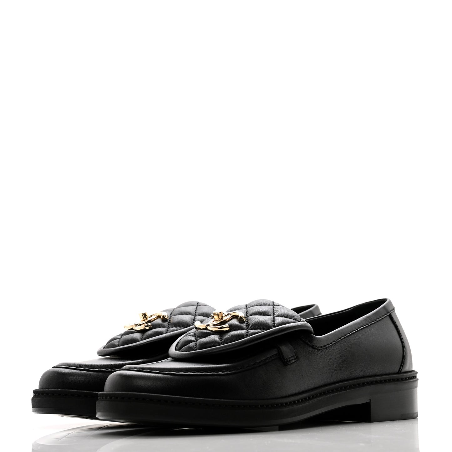 Lambskin Quilted CC Turnlock Loafers 37 Black