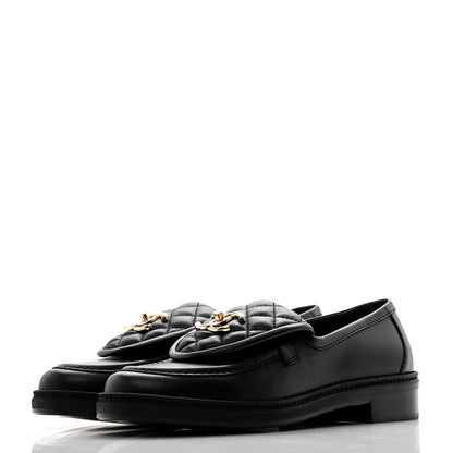Chanel Lambskin Quilted CC Turnlock Loafers 37 Black 3 of 9