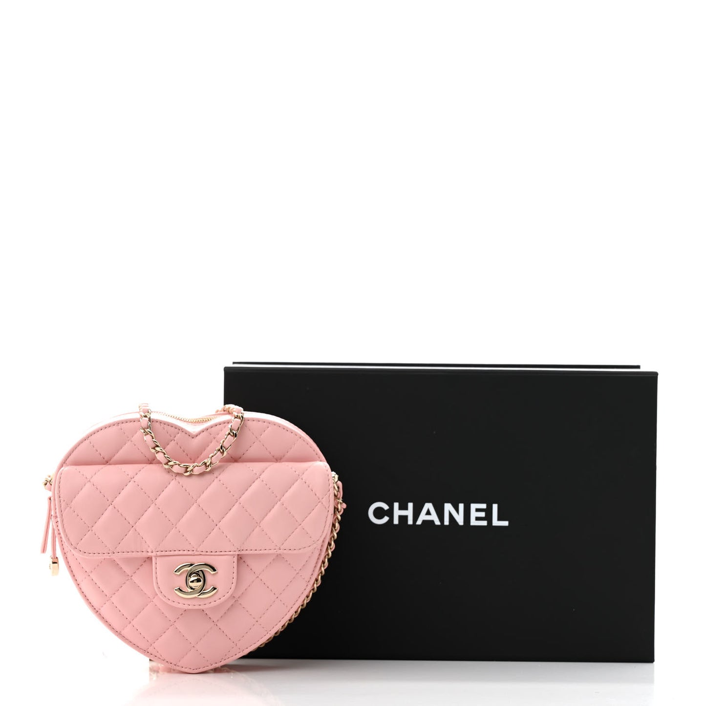 Lambskin Quilted Large CC In Love Heart Bag Light Pink