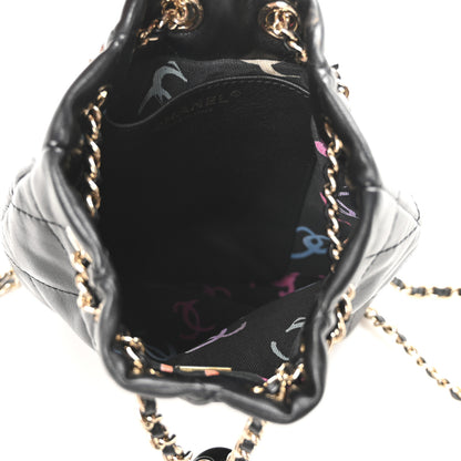 Chanel Shiny Lambskin Quilted Drawstring Backpack Black 5 of 10