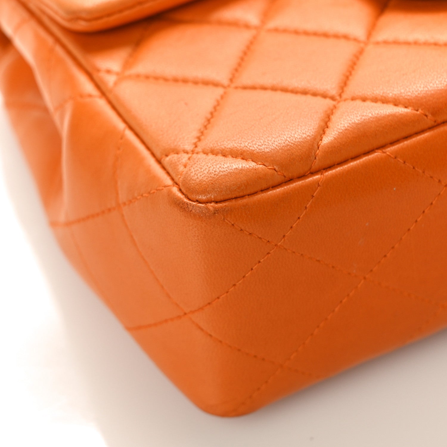 Chanel Lambskin Resin Mini Square Flap Orange 8 of 15