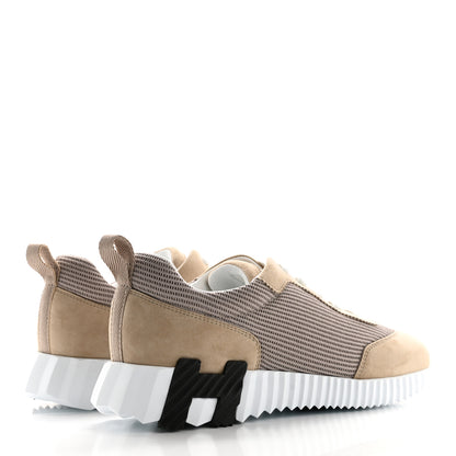 Hermes Air Mesh Suede Goatskin Bouncing Sneakers 38 Beige Camel 5 of 11
