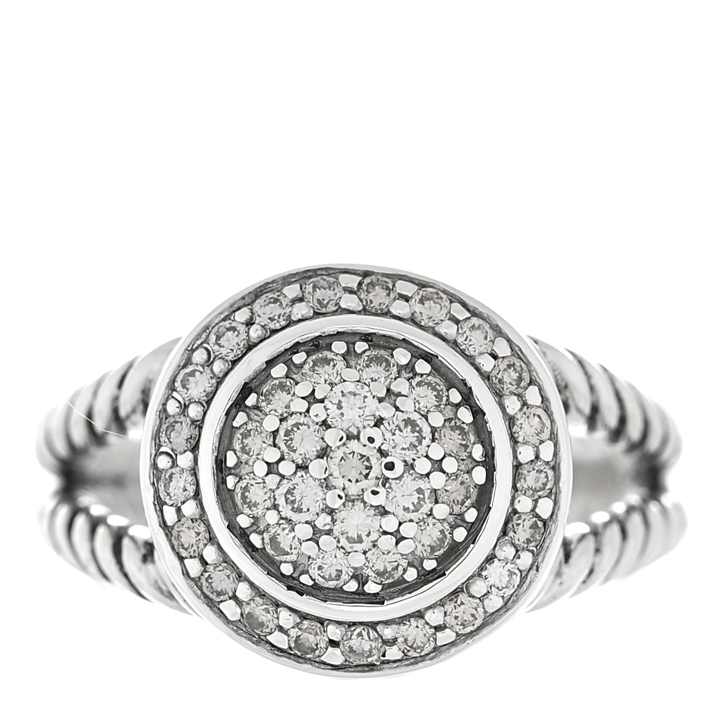 Sterling Silver Diamond 8mm Petite Cerise Pave Ring 53 6.25