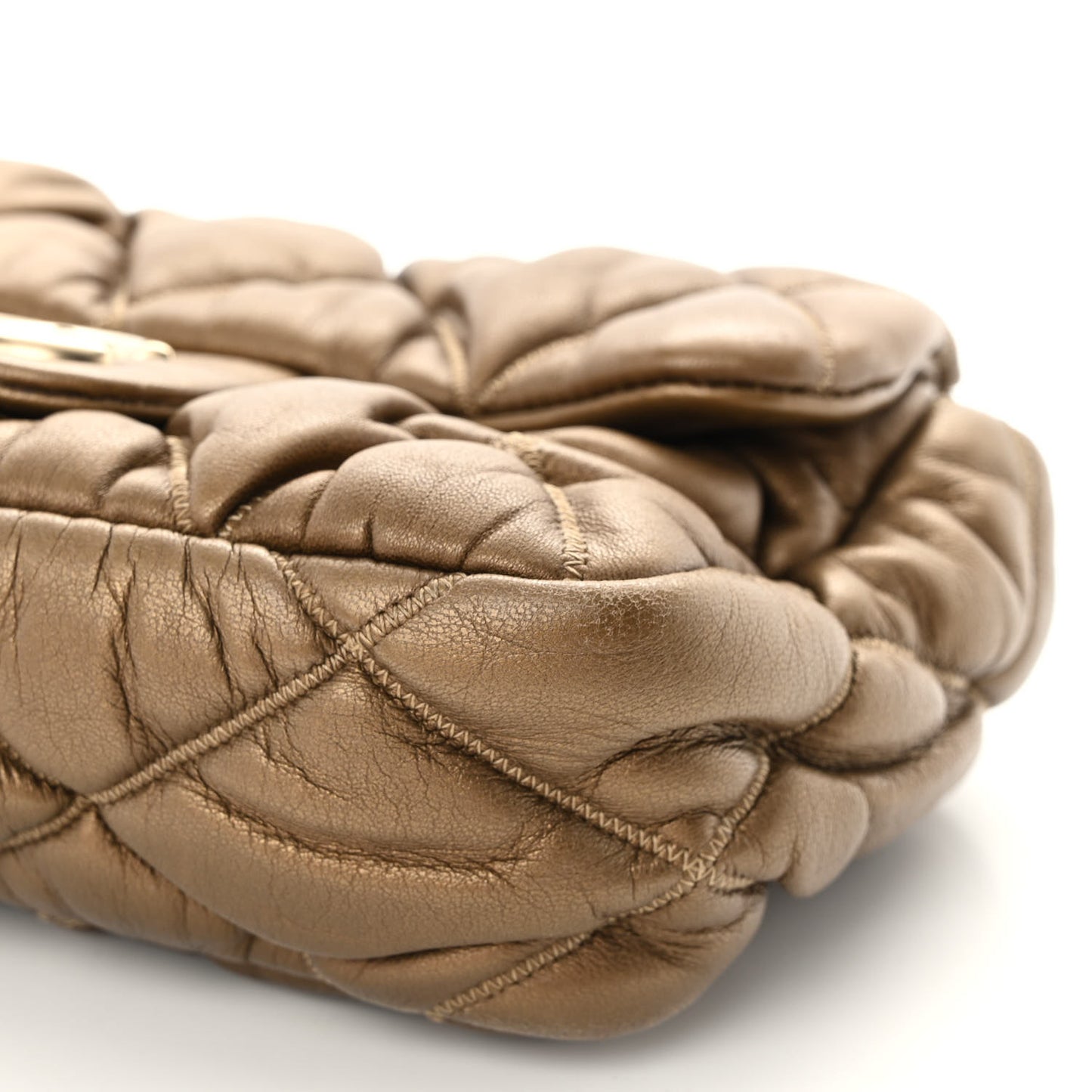 Lambskin Small Bubble Quilt Flap Bag Gold