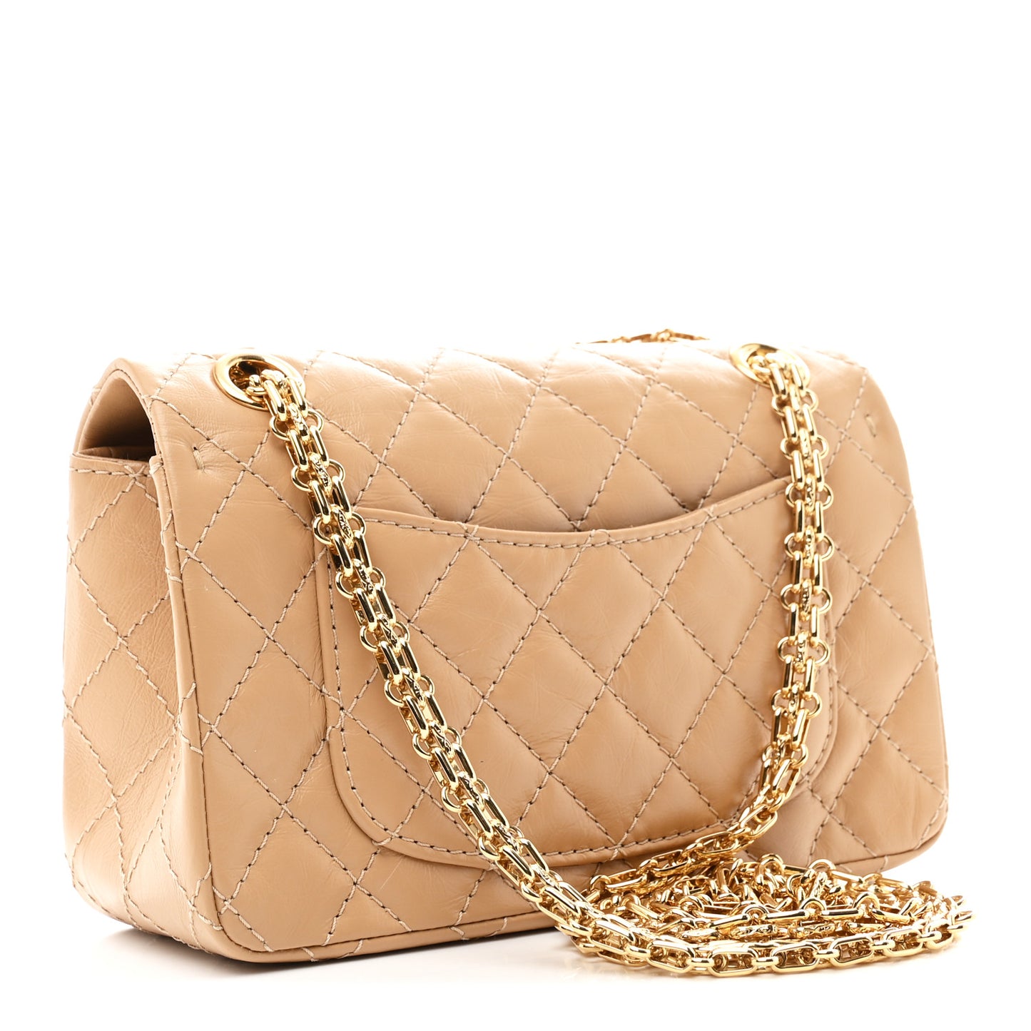 Aged Calfskin Quilted 2.55 Reissue Mini Flap Beige