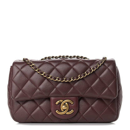 Chanel Lambskin Quilted Meat Packaged Mini Rectangular Flap Burgundy 2 of 9