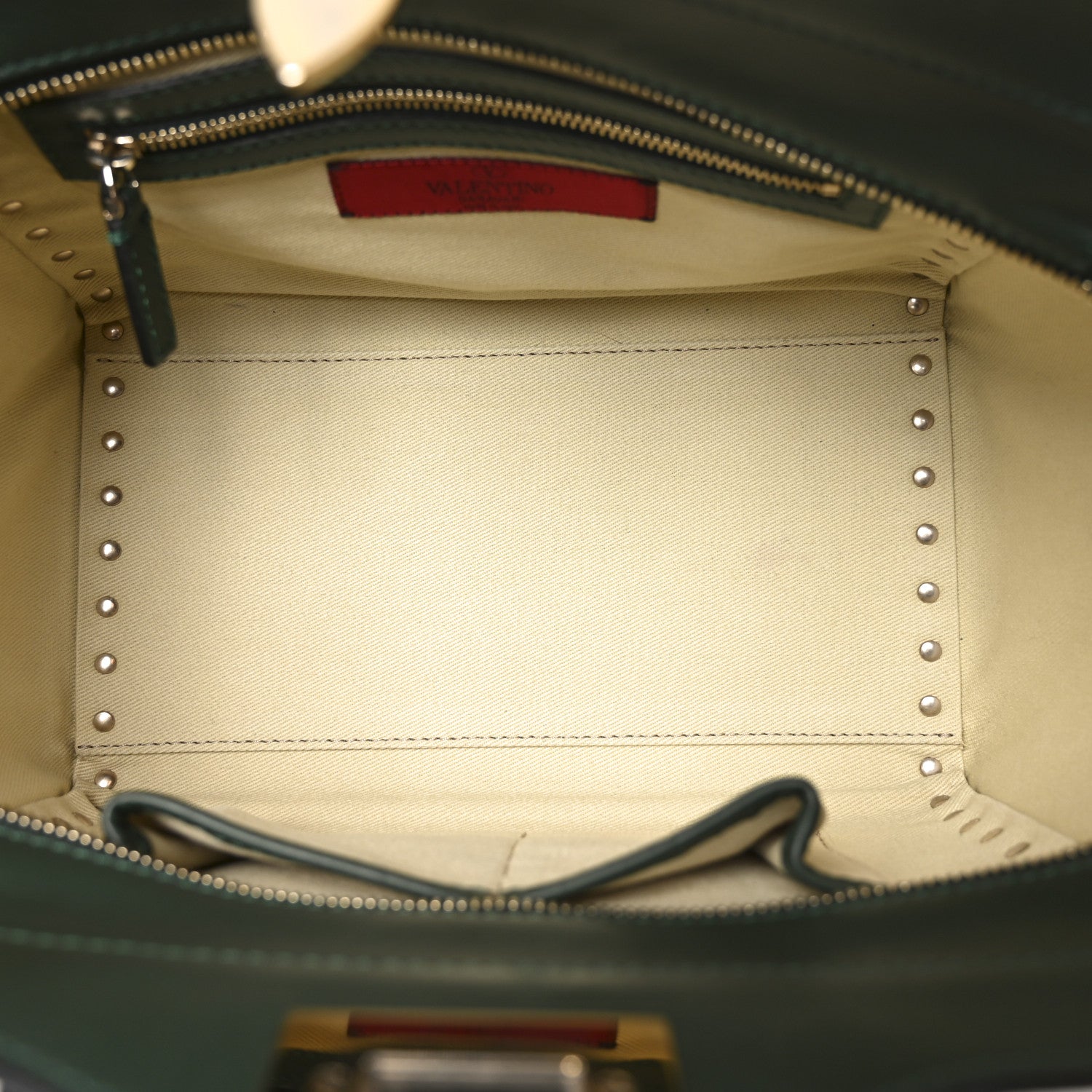 Valentino Garavani Vitello Small Rockstud Double Handle Tote Smeraldo 5 of 9