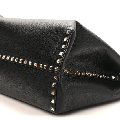 Valentino Garavani Grained Calfskin Rockstud Flip Lock Briefcase Tote  Black 9 of 9