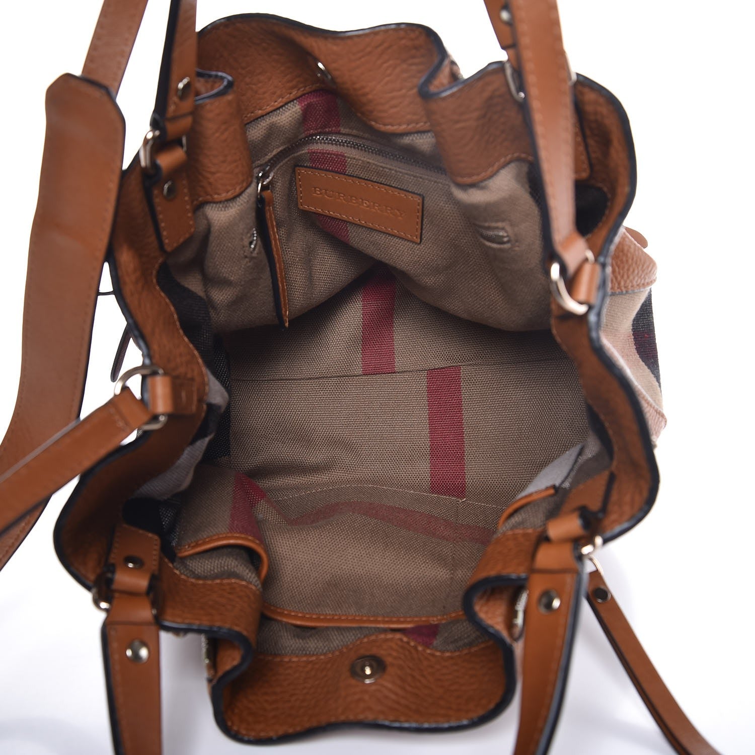 Burberry Grainy Calfskin House Check Small Maidstone Saddle Brown 6 of 14