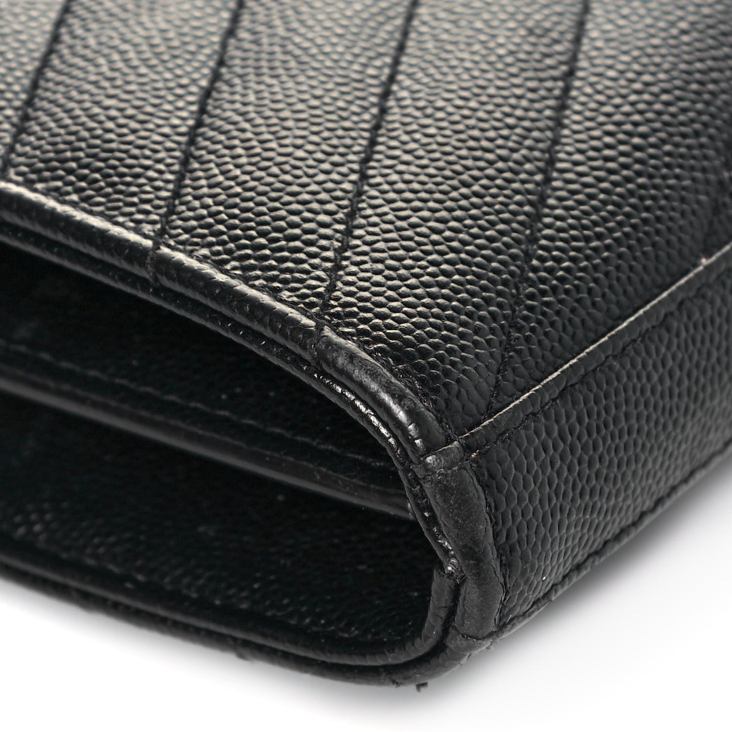 Grain De Poudre Matelasse Chevron Monogram Chain Wallet Black