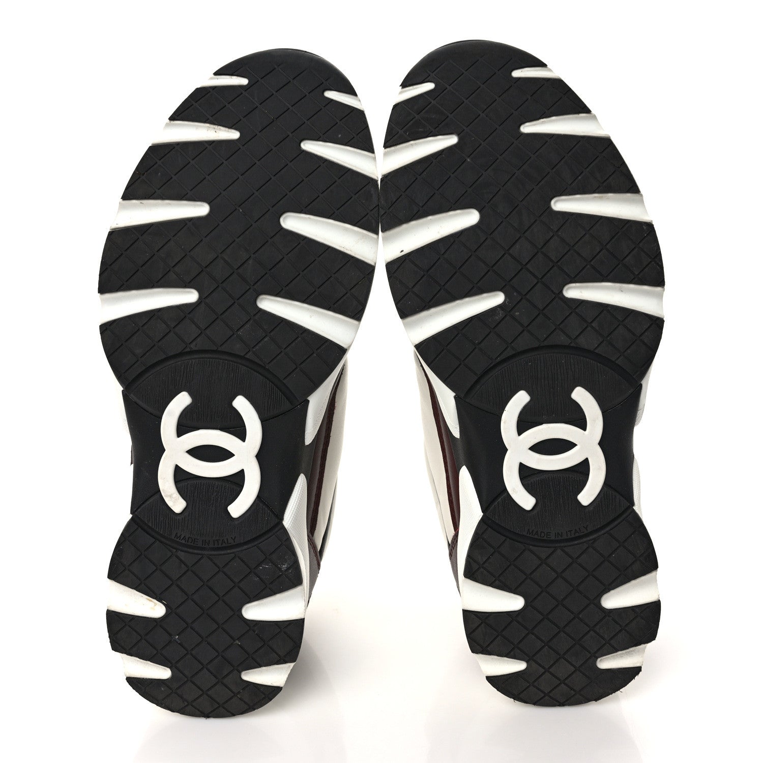 Chanel Calfskin CC Sneakers 37 Burgundy White 5 of 9