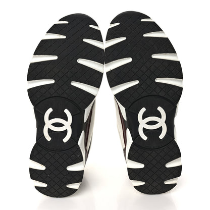 Chanel Calfskin CC Sneakers 37 Burgundy White 5 of 9