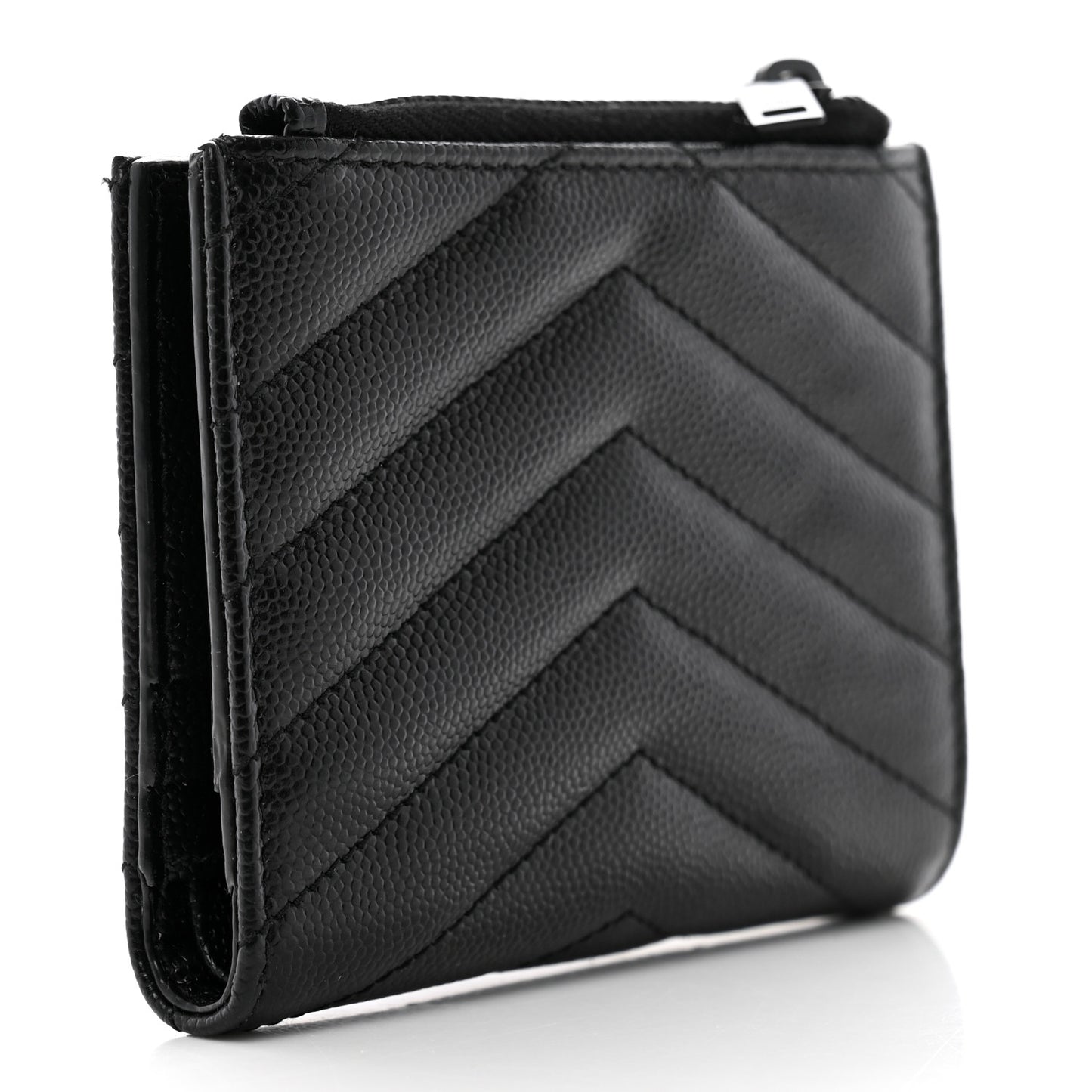 Grain De Poudre Matelasse Chevron Monogram Zipped Card Case Black