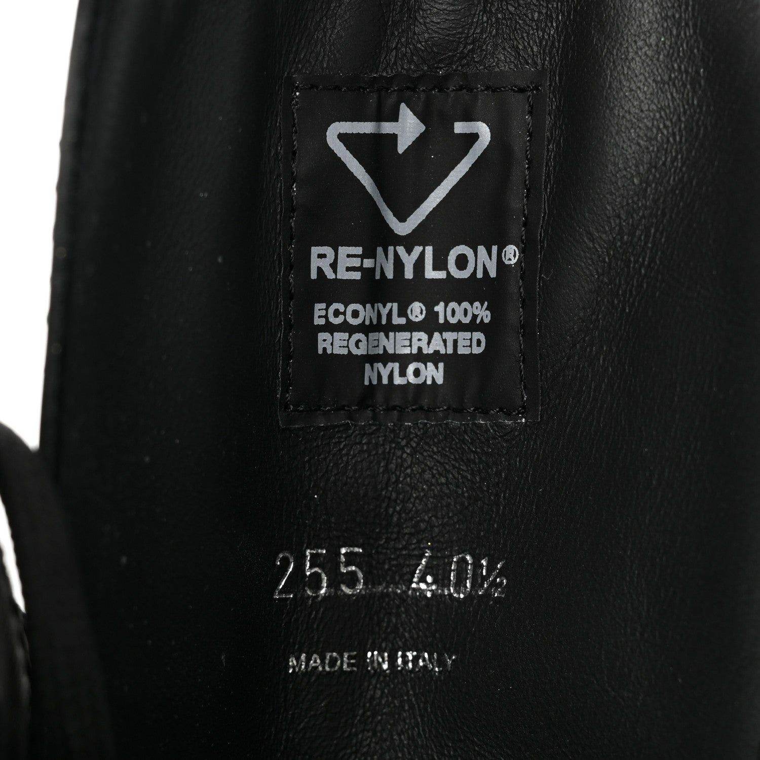 Prada Spazzolato Rois Re-Nylon Metal Triangle Logo Monolith Pouch Pocket 55mm Boots 40.5 Black 9 of 13