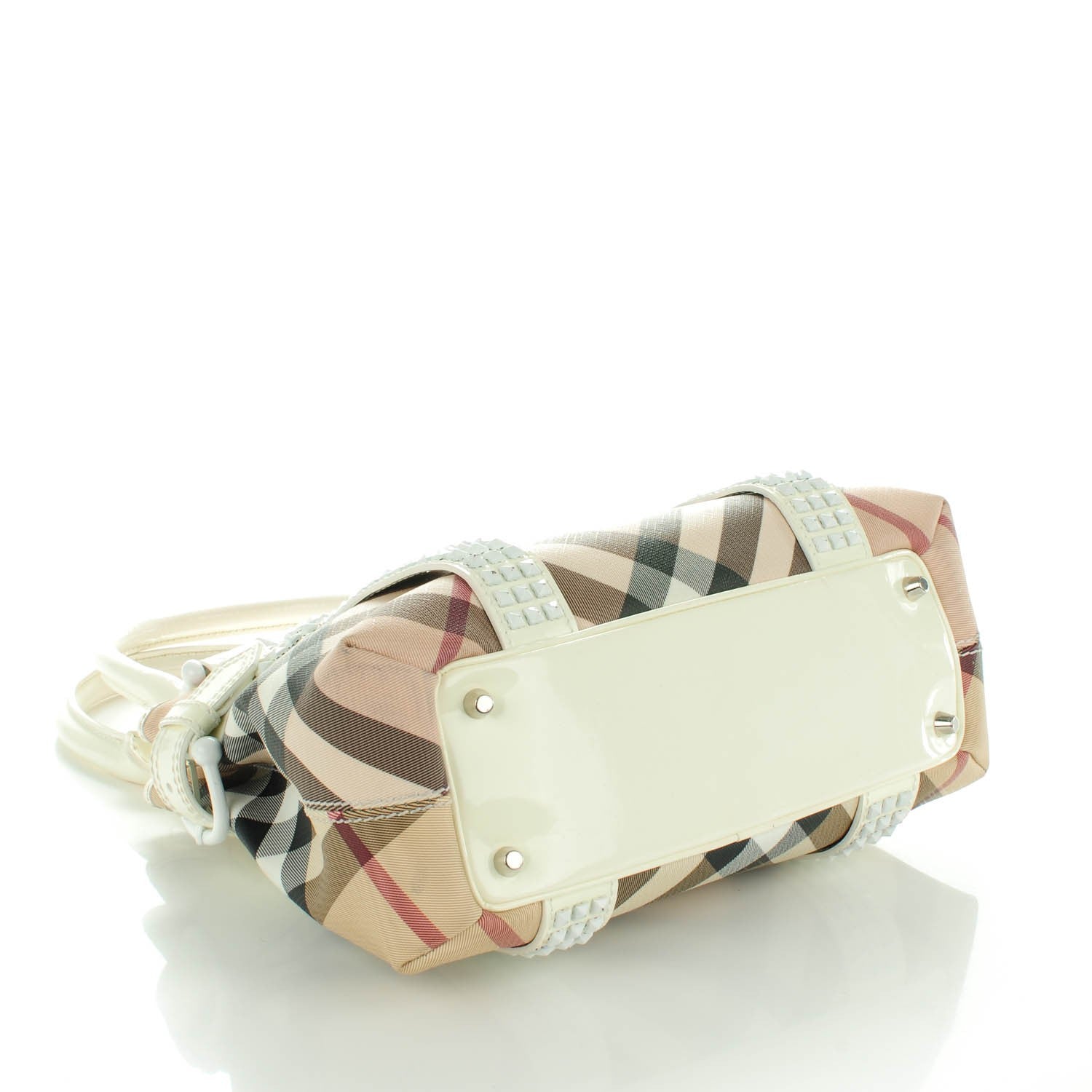 Burberry Studded Supernova Check Rachel Tote White 4 of 8