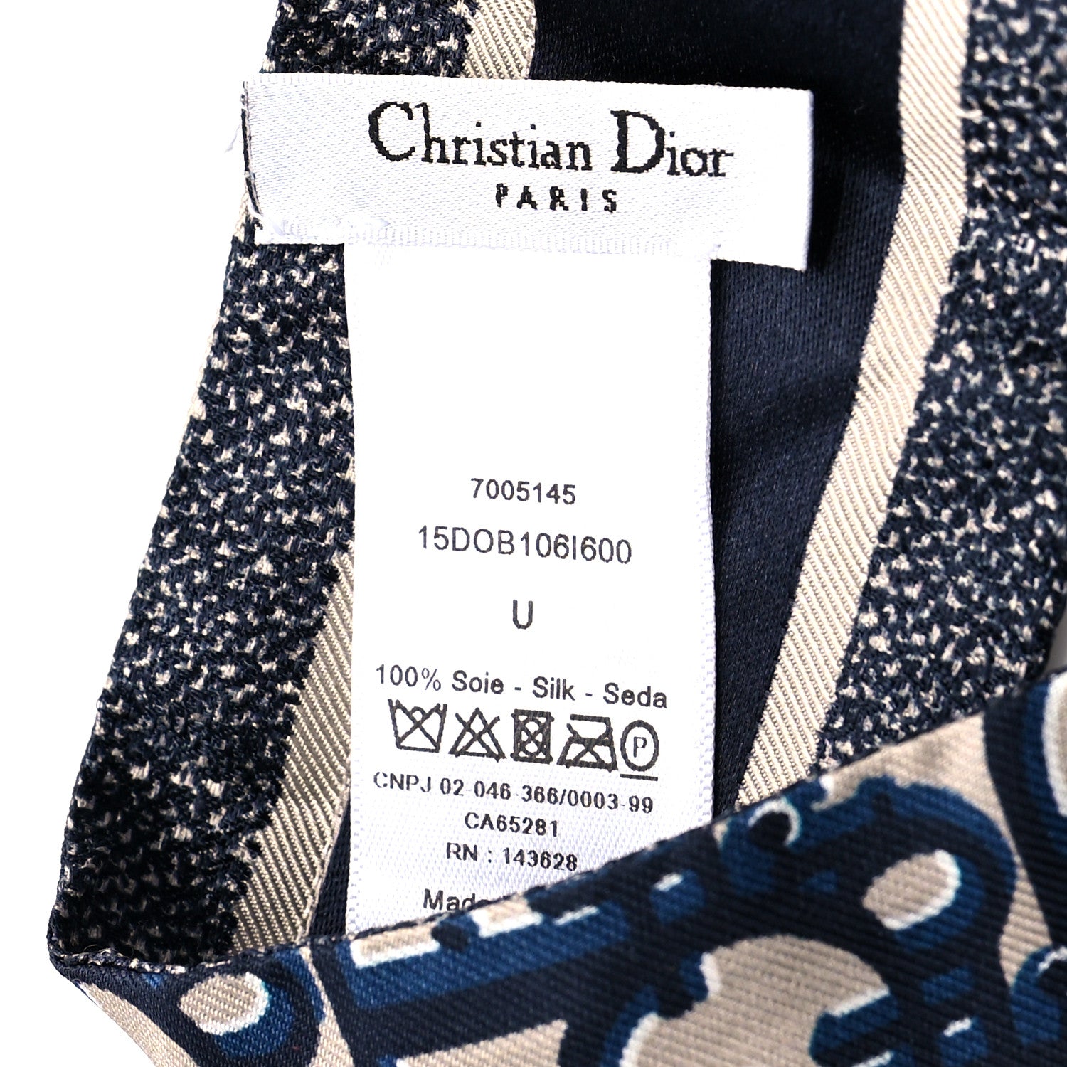 Christian Dior Silk Oblique Mitzah Scarf Blue 3 of 3