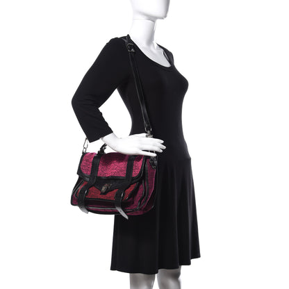 Proenza Schouler Tweed Lambskin Medium PS1 Satchel Berry Fuxia Pink 2 of 14