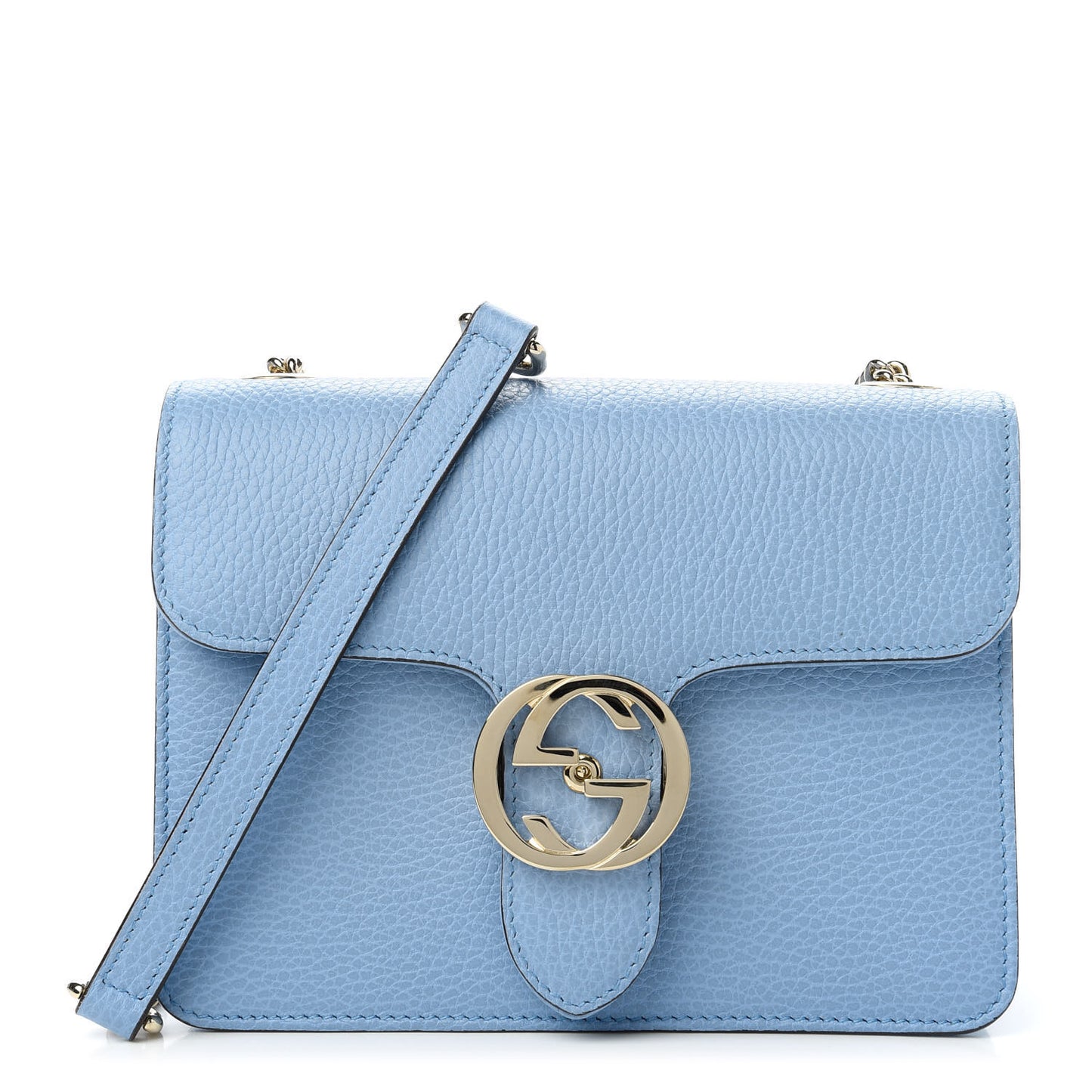 Dollar Calfskin Small Interlocking G Shoulder Bag Mineral Blue