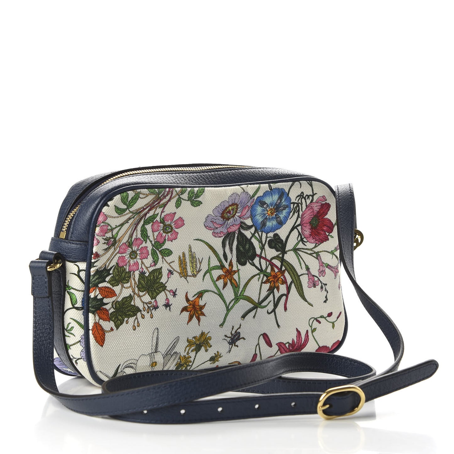 Canvas Flora Floral Shoulder Bag White Blue Agata Mulitcolor