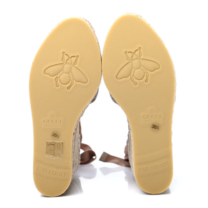 Gucci Nappa Matelasse GG Marmont Ankle Wrap Platform 35/120mm Espadrille Wedges 35.5 Porcelain Rose 5 of 8