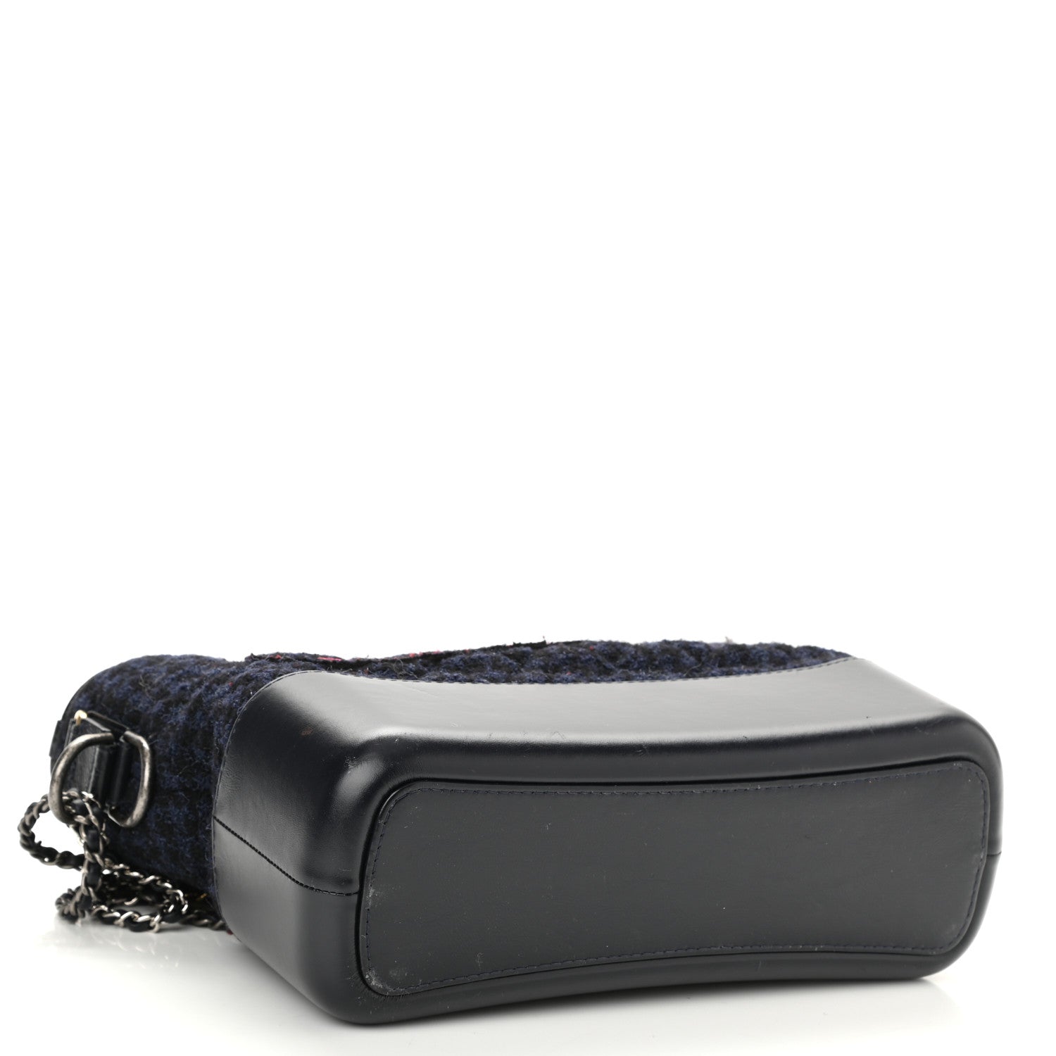 Chanel Tweed Calfskin Quilted Medium Gabrielle Hobo Black Blue 4 of 10