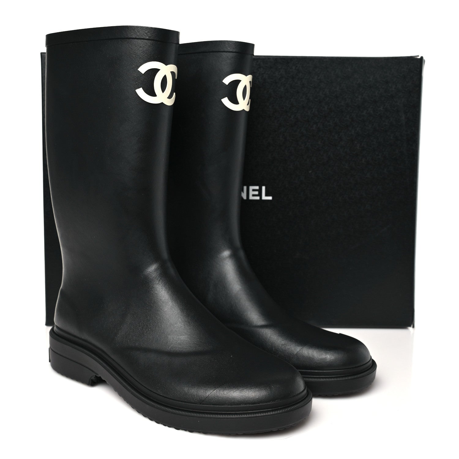 Chanel Caoutchouk CC High Boots 42 Black 10 of 10