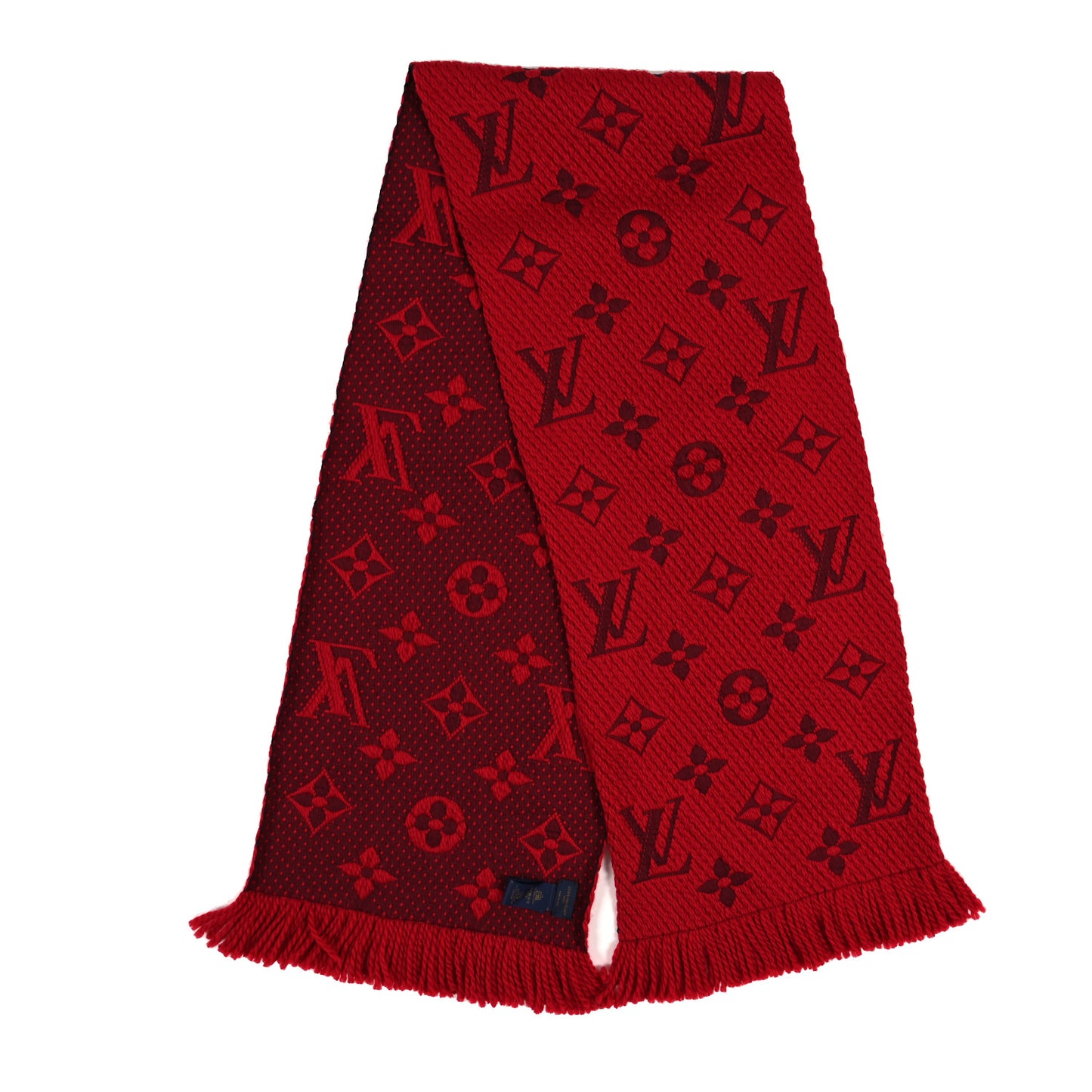 Wool Silk Logomania Scarf Rubis