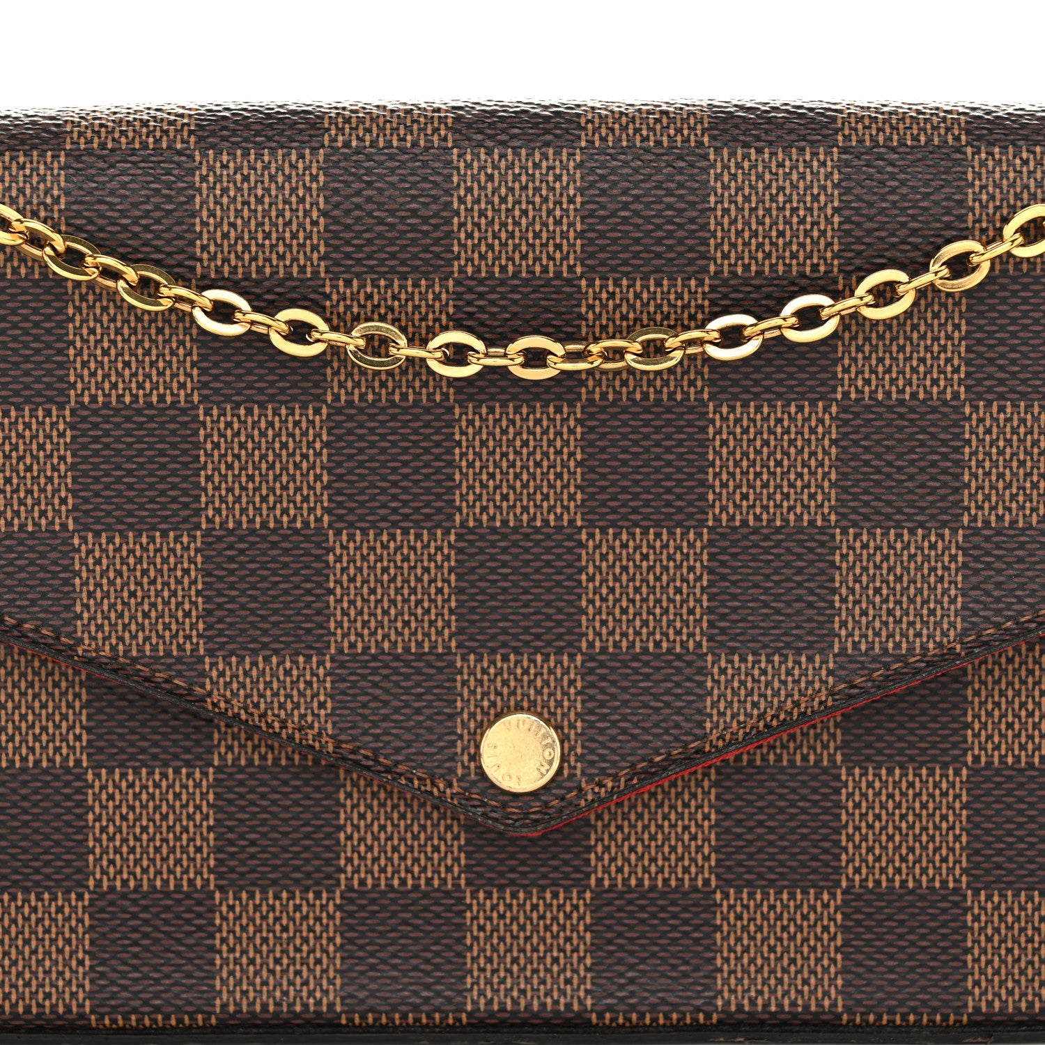Louis Vuitton Damier Ebene Pochette Felicie Chain Wallet 9 of 12