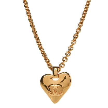 Chanel CC Heart Chain Pendant Necklace Gold 1 of 4