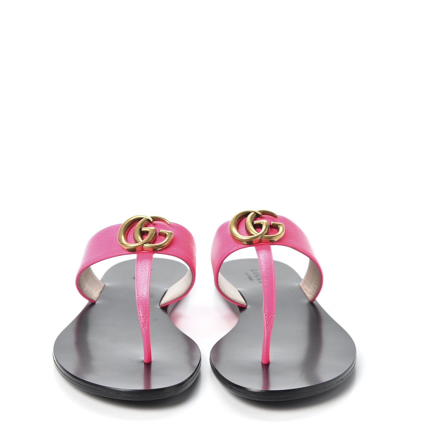 Calfskin GG Marmont Thong Sandals 38.5 Fuxia Fluo