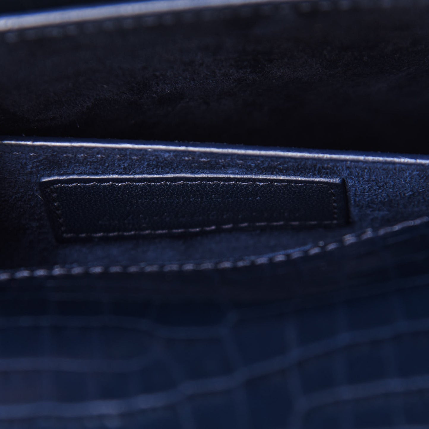 Calfskin Crocodile Embossed Medium Monogram Sunset Navy