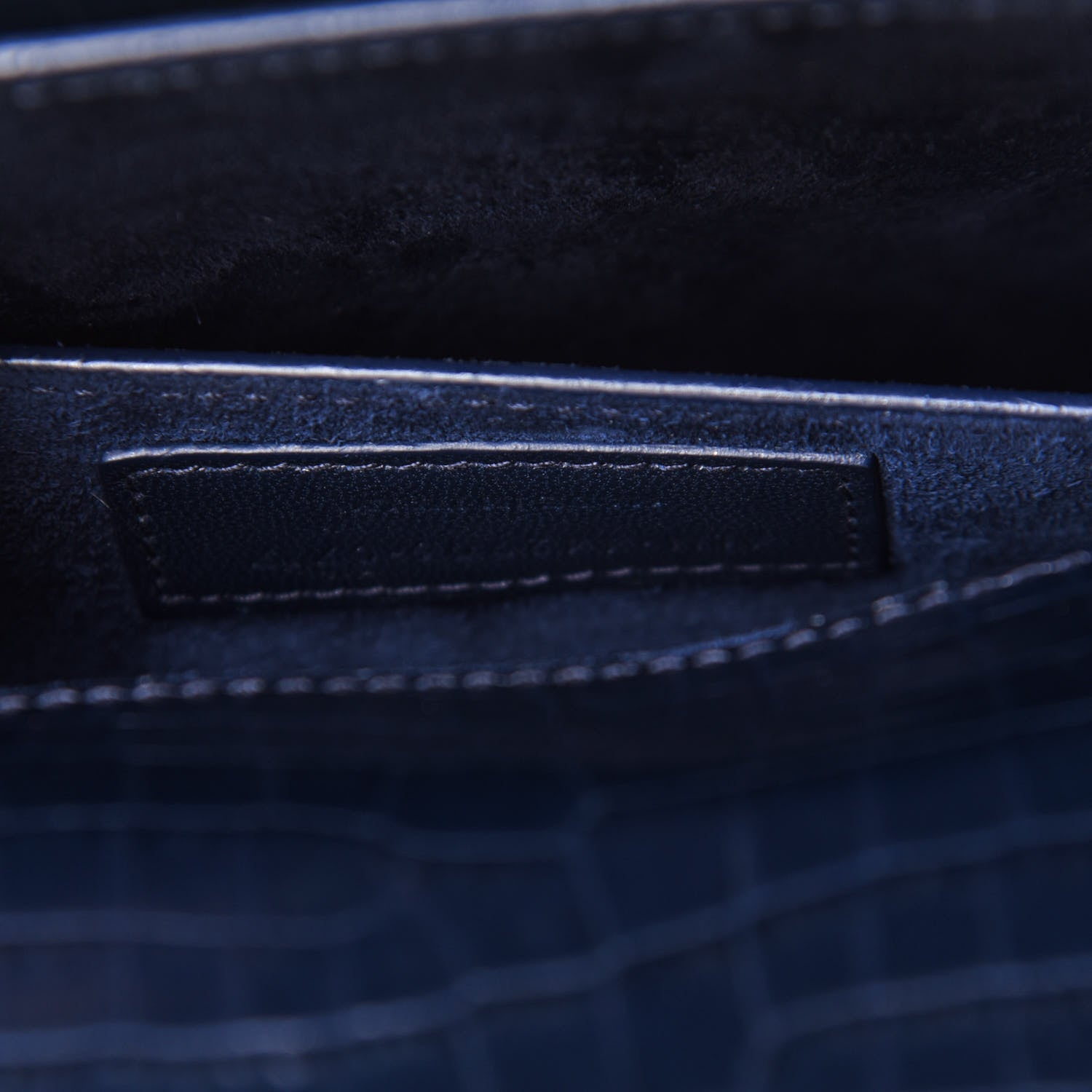 Saint Laurent Calfskin Crocodile Embossed Medium Monogram Sunset Navy 8 of 18