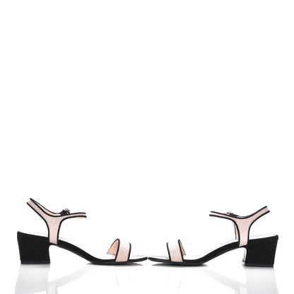 Chanel Fantasy Fabric Lurex Sandals 40 Pink Black 6 of 16