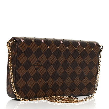 Louis Vuitton Damier Ebene Studded Pochette Felicie Chain Wallet 3 of 12