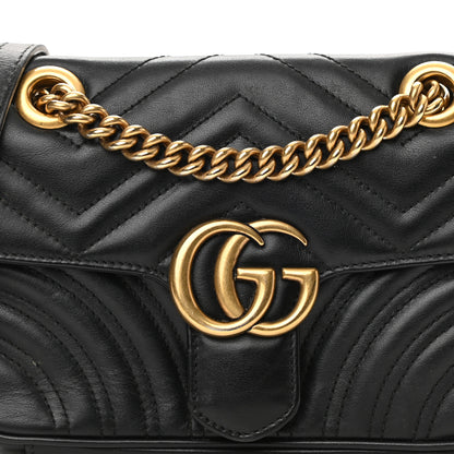Gucci Calfskin Matelasse Mini GG Marmont Shoulder Bag Black 8 of 15
