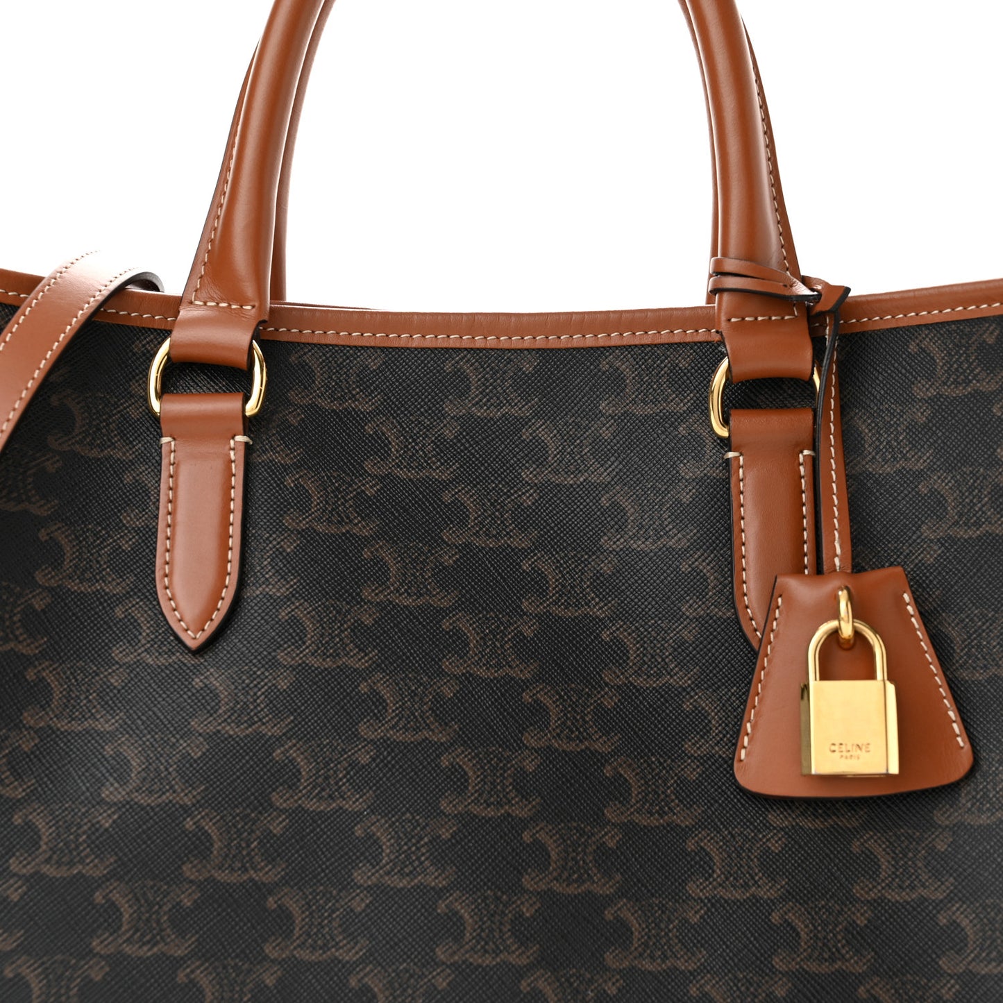 Triomphe Canvas Calfskin Mini Horizontal Cabas Tan