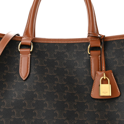 Celine Triomphe Canvas Calfskin Mini Horizontal Cabas Tan 7 of 9